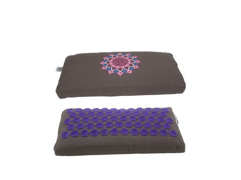 Acupresure Neck Pillow Grey With Purple Spike (Om Lotus)