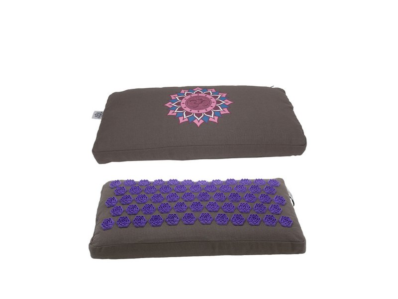 Acupresure Neck Pillow Grey With Purple Spike (Om Lotus)