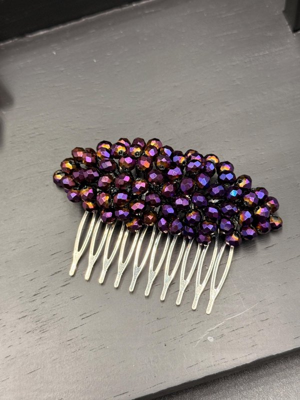 Violet rhinsten hårkam med regnbueskimmer