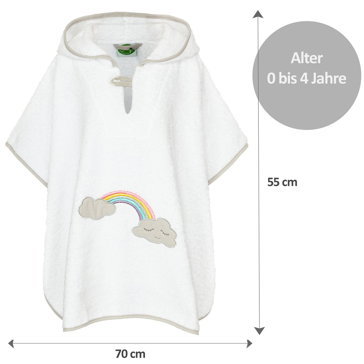 Badeponcho regnbue, hvid