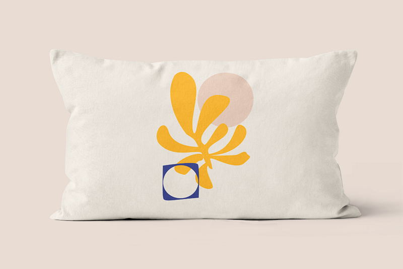 Yellow polyester decorative cushion 40x40cm 40x67cm Amélie model