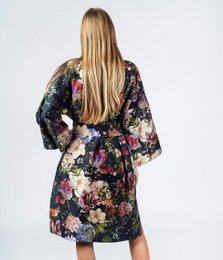Bata Kimono Magic Garden Azul Oscuro