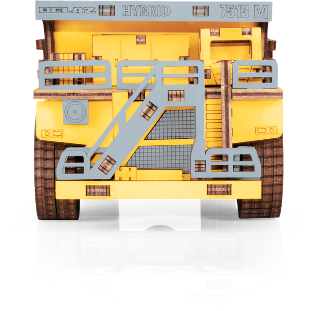Eco Wood Art (EWA) 3D-Puzzle aus mechanischem Holz, Hybrid-Bergbau-Muldenkipper Belaz-7513M, 4233, Farbe Gelb, 18 x 9 x 10 cm