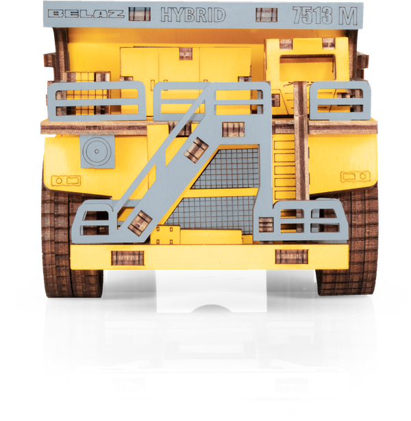Eco Wood Art (EWA) 3D-Puzzle aus mechanischem Holz, Hybrid-Bergbau-Muldenkipper Belaz-7513M, 4233, Farbe Gelb, 18 x 9 x 10 cm