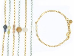 Armband rock, blauwe kwarts, jasseron zilver en goud
