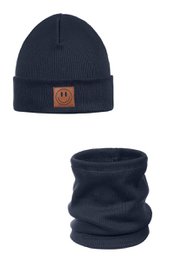 Conjunto de gorro y bufanda SMILE - Algodón - Azul marino