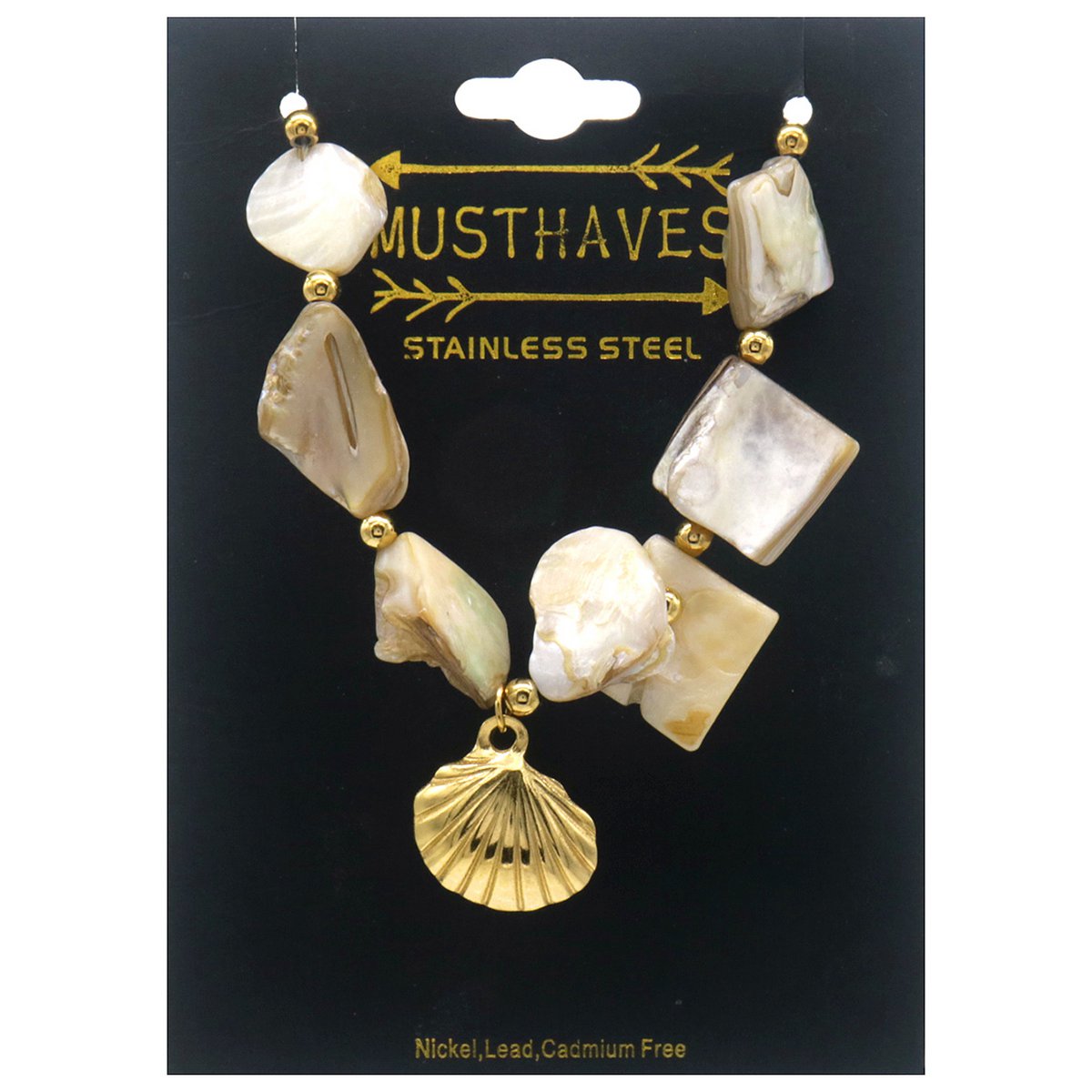 F-E15.1 B074-084G-2 S. Steel Statement Bracelet Shells 16-21cm