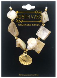 F-E15.1 B074-084G-2 S. Steel Statement Bracelet Shells 16-21cm