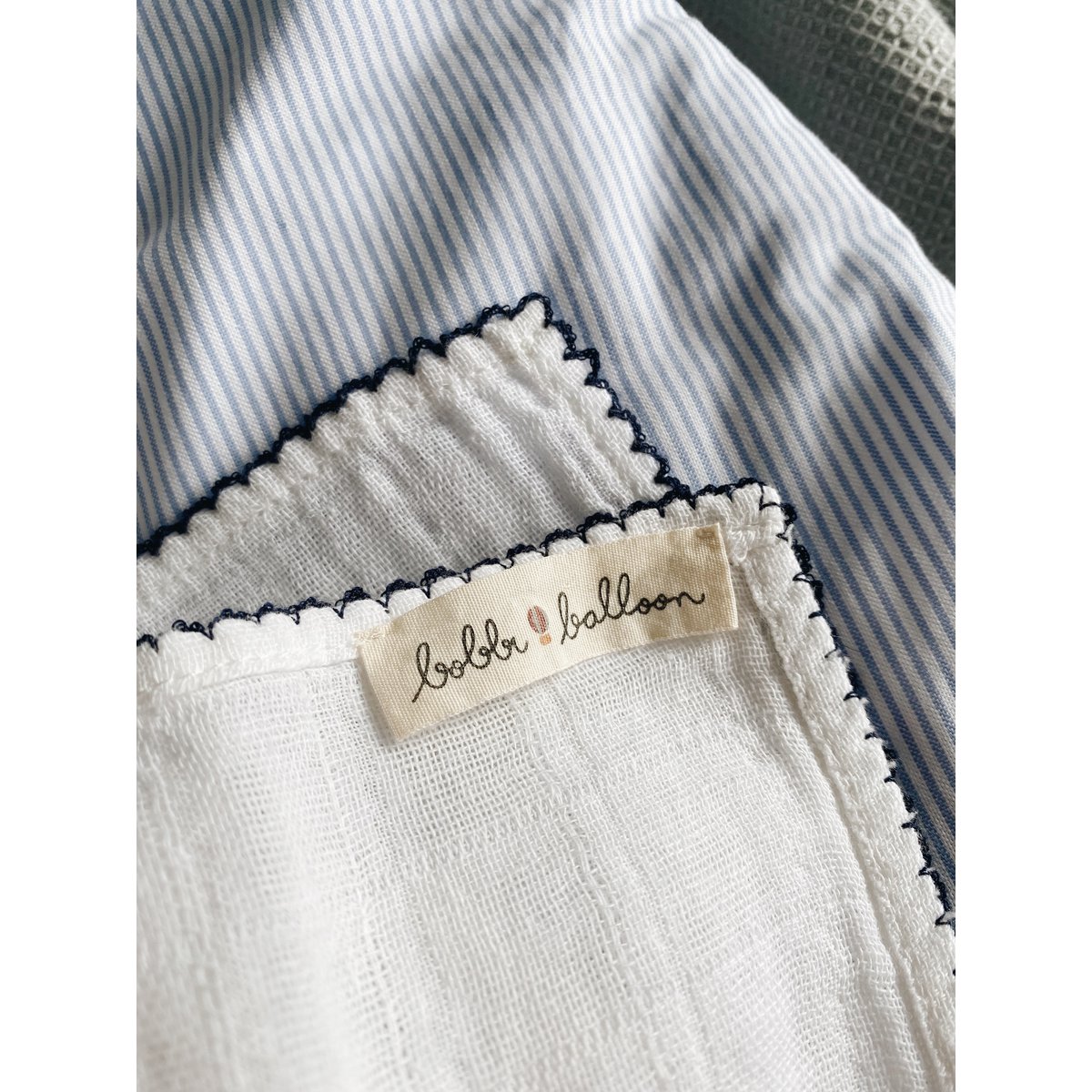 Mussola con bordino all'uncinetto - blu navy