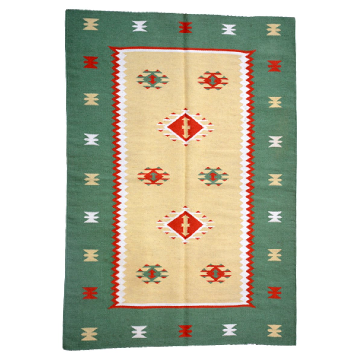 Alfombra kilim vintage tejida a mano en verde Glade