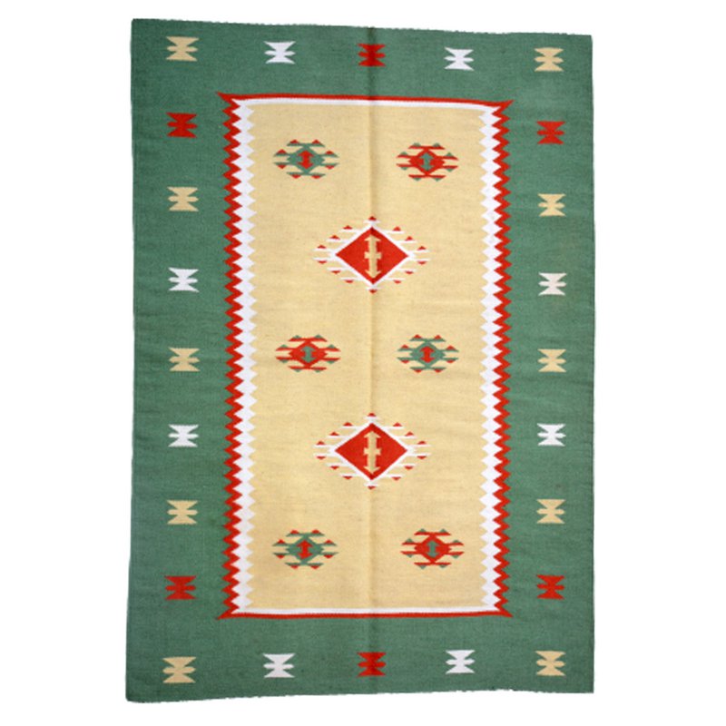Alfombra kilim vintage tejida a mano en verde Glade
