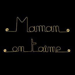 Regalo per la Festa della Mamma "Mamma ti vogliamo bene" - Decorazione da parete in filo di ottone dorato