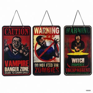Halloween Warning Signs Set - Vampire Zombie Witch