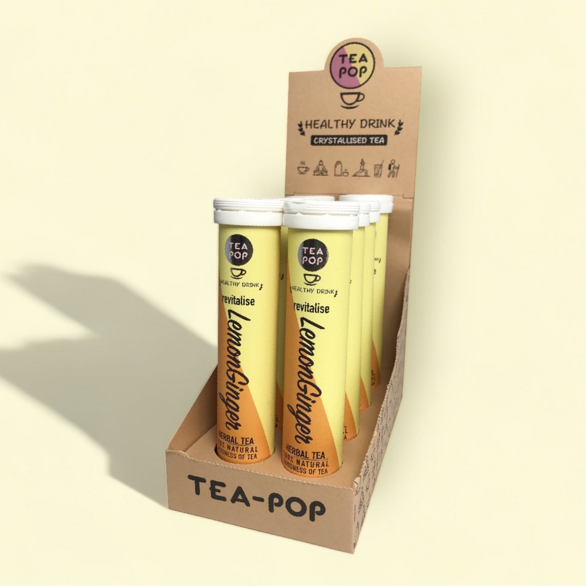 Lemon Ginger Tea-Pop, schnell gebrühter Gourmet-Tee (8-Tuben-Tablett)