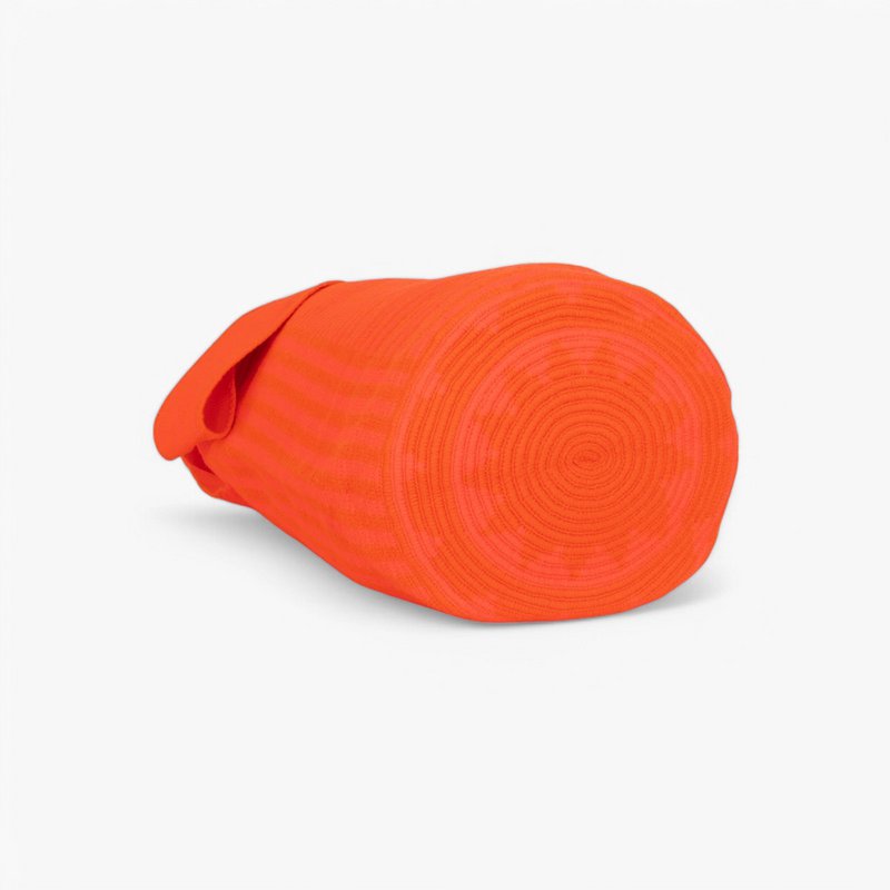 Gestreepte ronde draagtas L | Neon-oranje