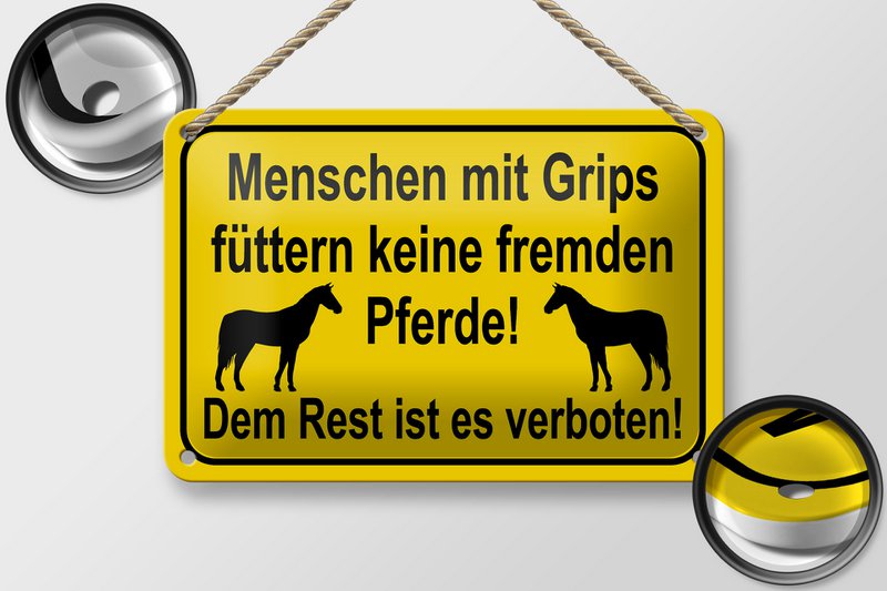 Tin sign note 18x12cm do not feed strange horses decoration