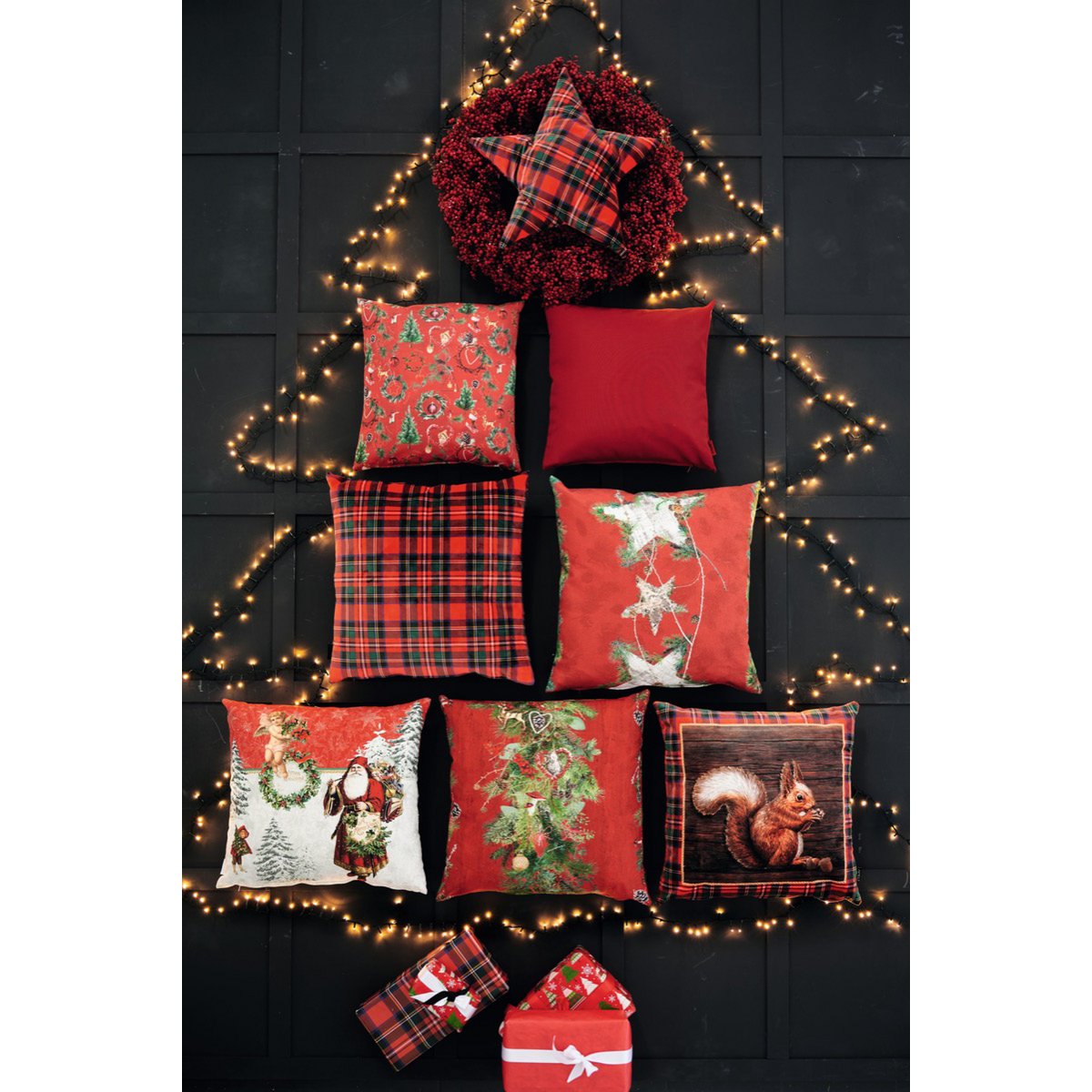 9528 kussenhoes rood/groen - 40X40