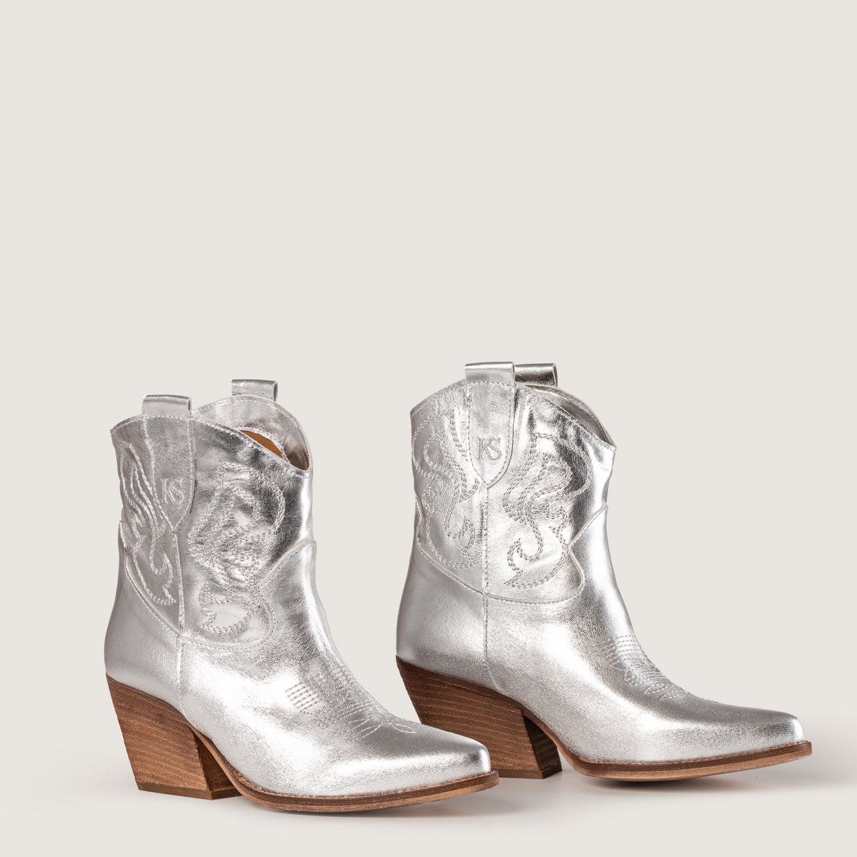 Bottines texanes Bradley Nova argentées