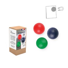 Boite de 3 petites boules magnétiques en bois - pomme/cerise/bleu nuit