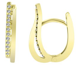 333/- Gold Klapp-Creolen "Cleo", Zirkoniabesatz, Gelbgold, 8 Karat