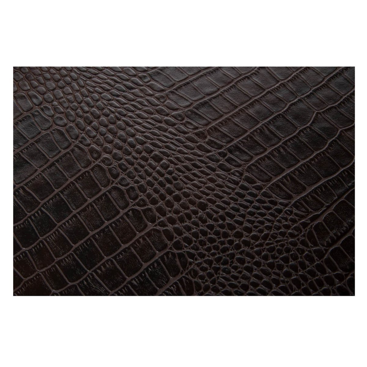 Plateau rectangulaire avec poignées en laiton crocodile marron foncé