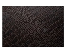 Plateau rectangulaire avec poignées en laiton crocodile marron foncé