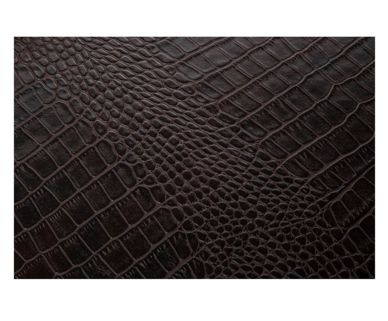 Plateau rectangulaire avec poignées en laiton crocodile marron foncé