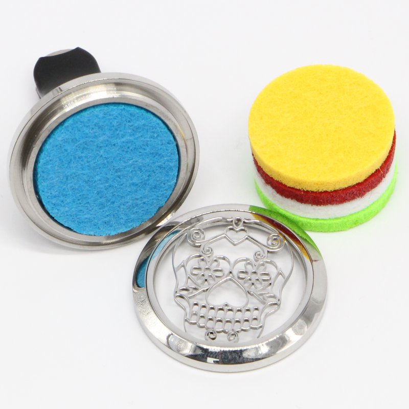 Autoverspreider Clip'Arôme - Calavera - roestvrij staal met blotters - decoratief aromatherapie-accessoire - cadeau-idee
