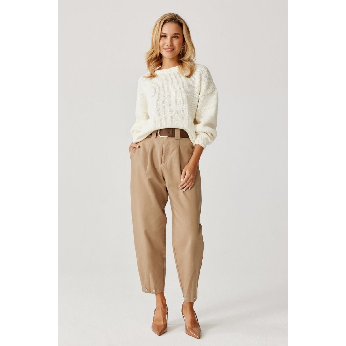 Sweter z wełną GIGI - OFF WHITE