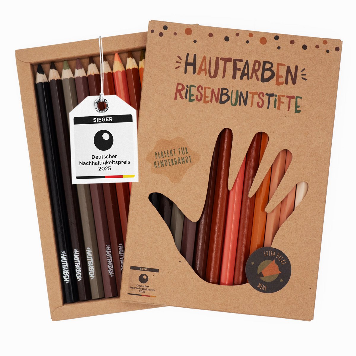 12 Riesenbuntstifte in Hautfarben