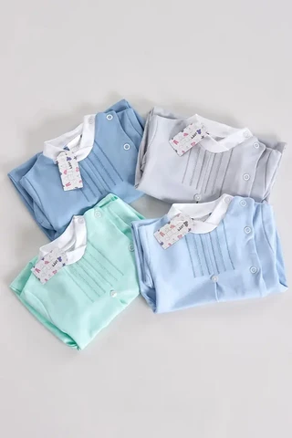 Jongenspyjama met kraag en plooien, blauw