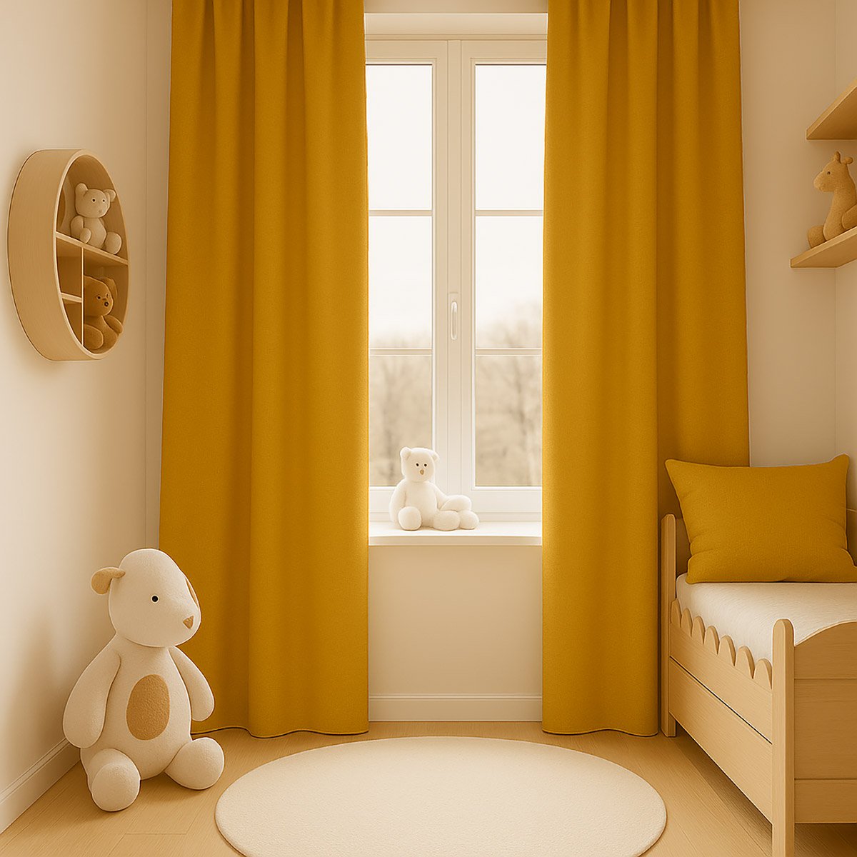 Cortinas de gasa de algodón orgánica miel