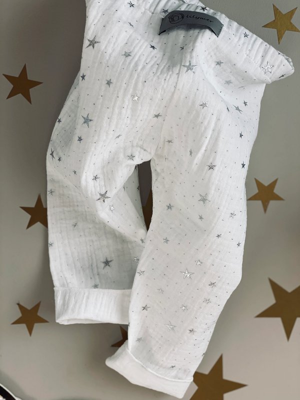 100%, mussola biologica certificata Oeko Tex Completo per bebè: leggings e top avvolgente, taglia: 52-64, 68-74