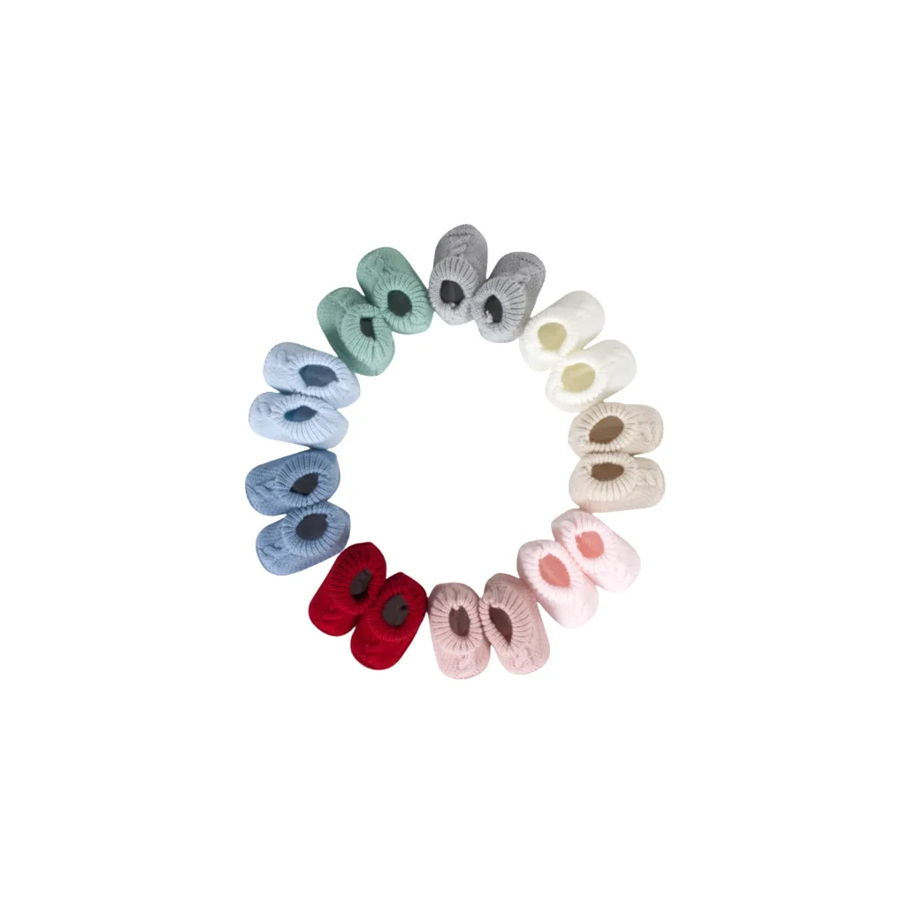 Patucos de punto trenzado para bebé, color crudo, paquete de 10
