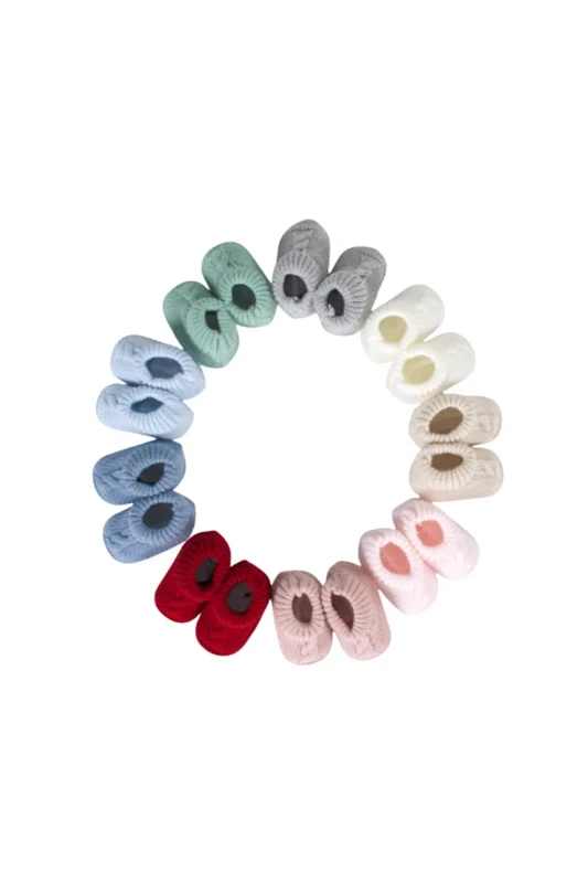 Patucos de punto trenzado para bebé, color crudo, paquete de 10