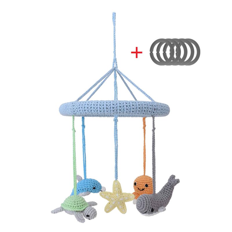 Multifunctional 4in1 baby mobile SEA ANIMALS (crocheted)