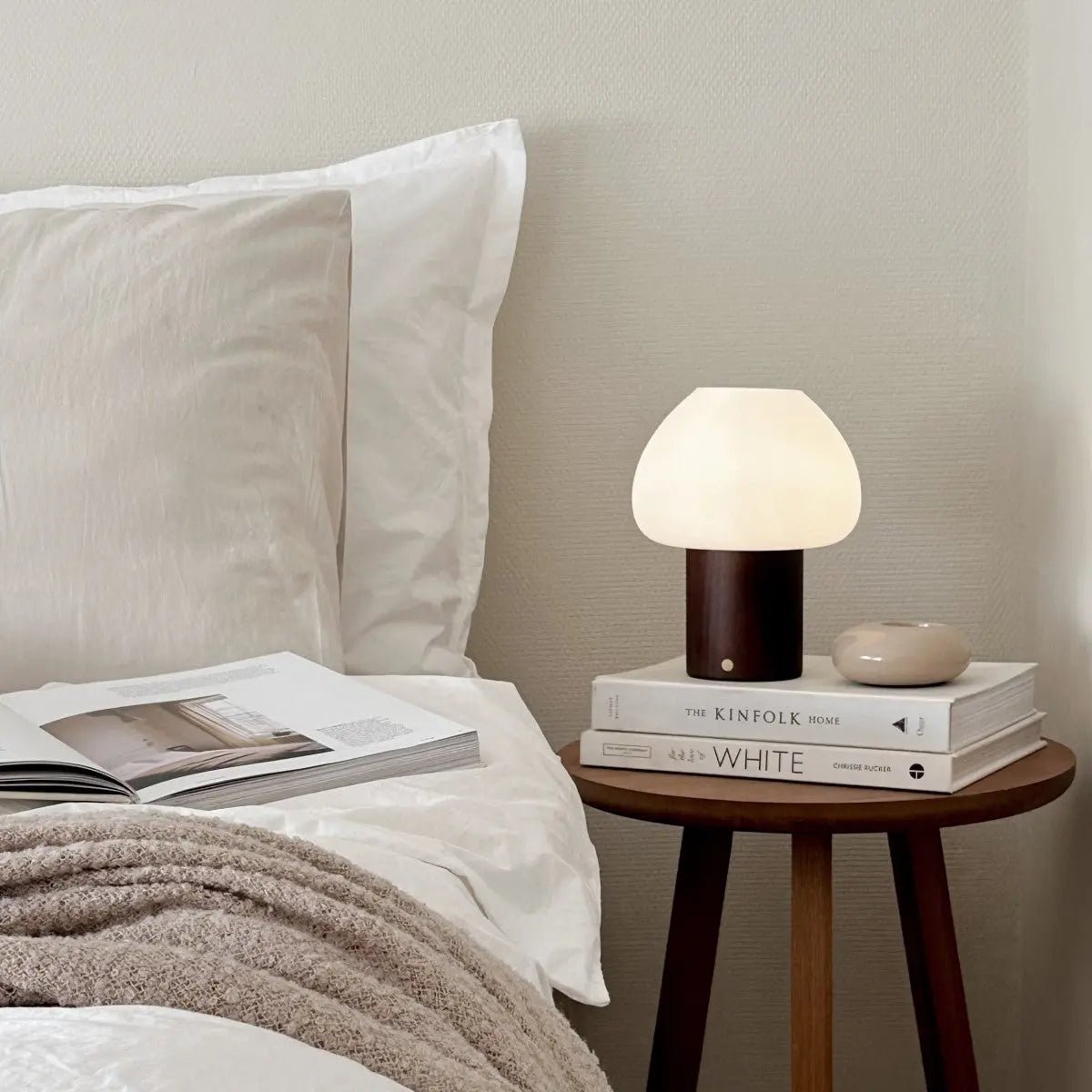 Lampe rechargeable en bois marron foncé Fynn