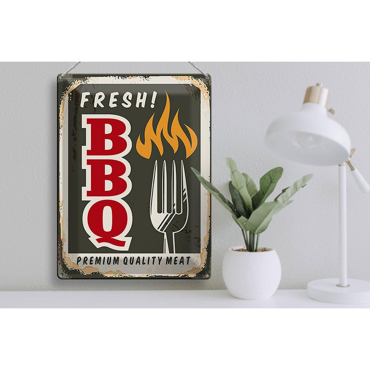 Blechschild Retro 30x40 fresh! BBQ Premium Quality meat