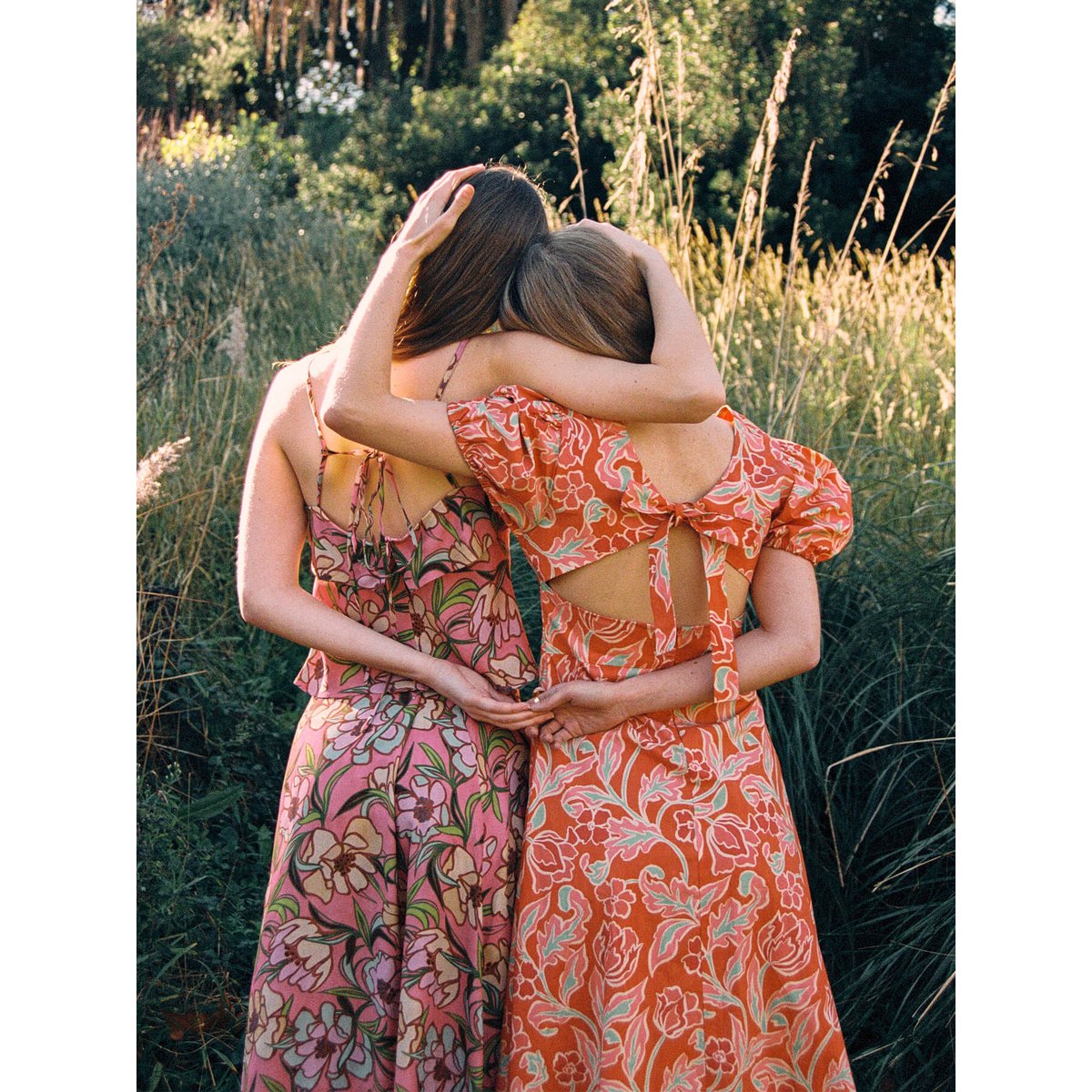 Eros orange kjole med blomsterprint