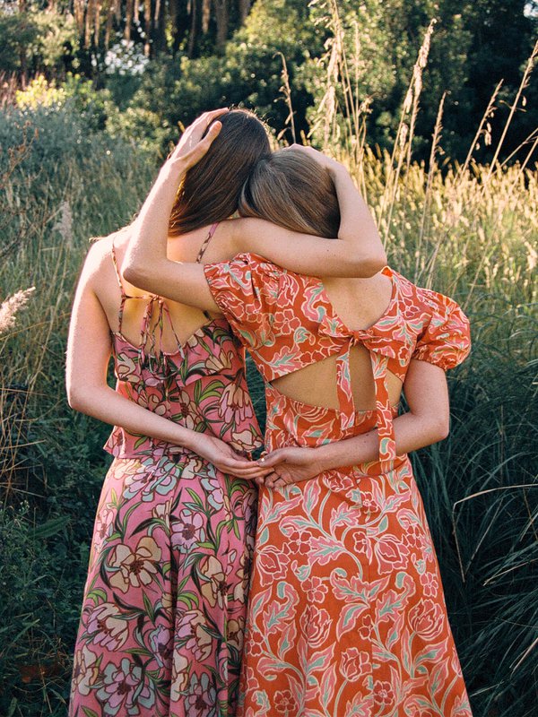 Eros orange kjole med blomsterprint