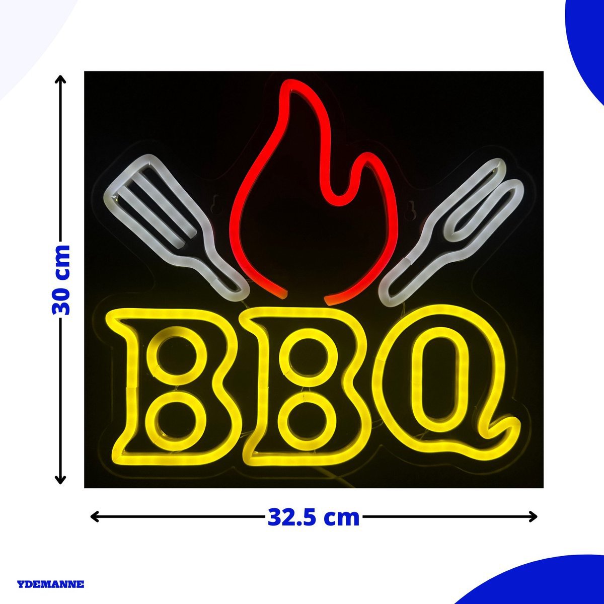 Lampa Neonowa - Grill - Grill - Możliwość ściemniania - Zawiera. Haczyki do zawieszania - Neon Sign - 30 x 32,5 cm