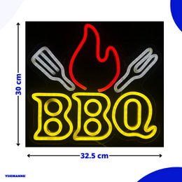 Lámpara Neón - BBQ - Barbacoa - Regulable - Incl. Ganchos para colgar - Letrero de neón - 30 x 32,5 cm