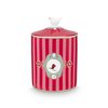 Storage Jar Love Birds Medallion Stripes Red-Pink