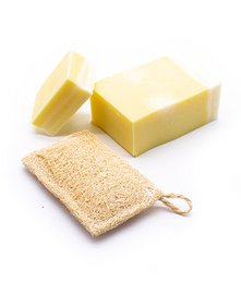 Luffa schuursponsje met handvat. Ergonomisch. Azal.