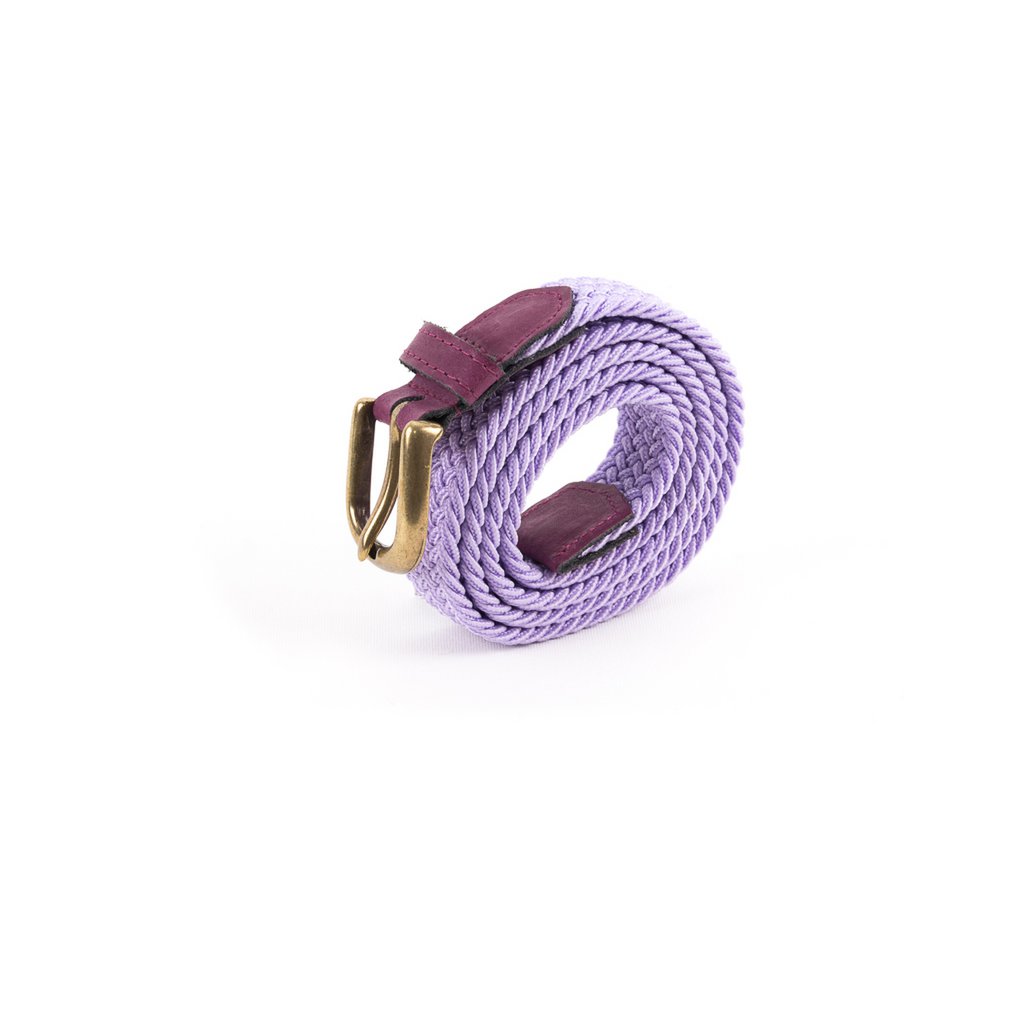 Women's braided elastic belt purple burgundy