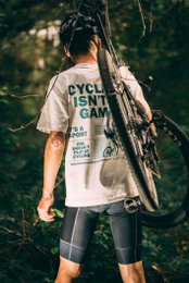 Kolarstwo to nie gra, oversize'owa koszulka rowerowa unisex (naturalna - zielona)