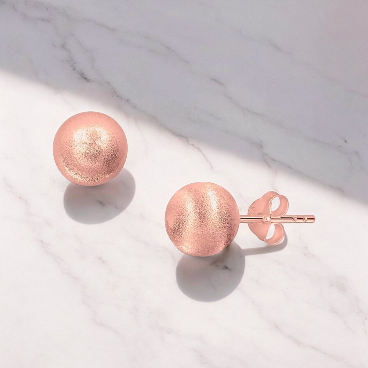 Boucles d'oreilles à tige boule classique 6 mm - Plaqué or rose 18 carats, argent sterling 925 - OHR925-157