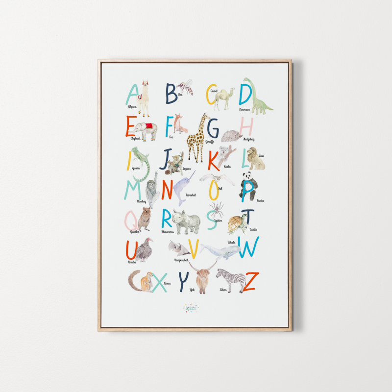 Affiche d'apprentissage Alphabet à l'aquarelle modèle unique