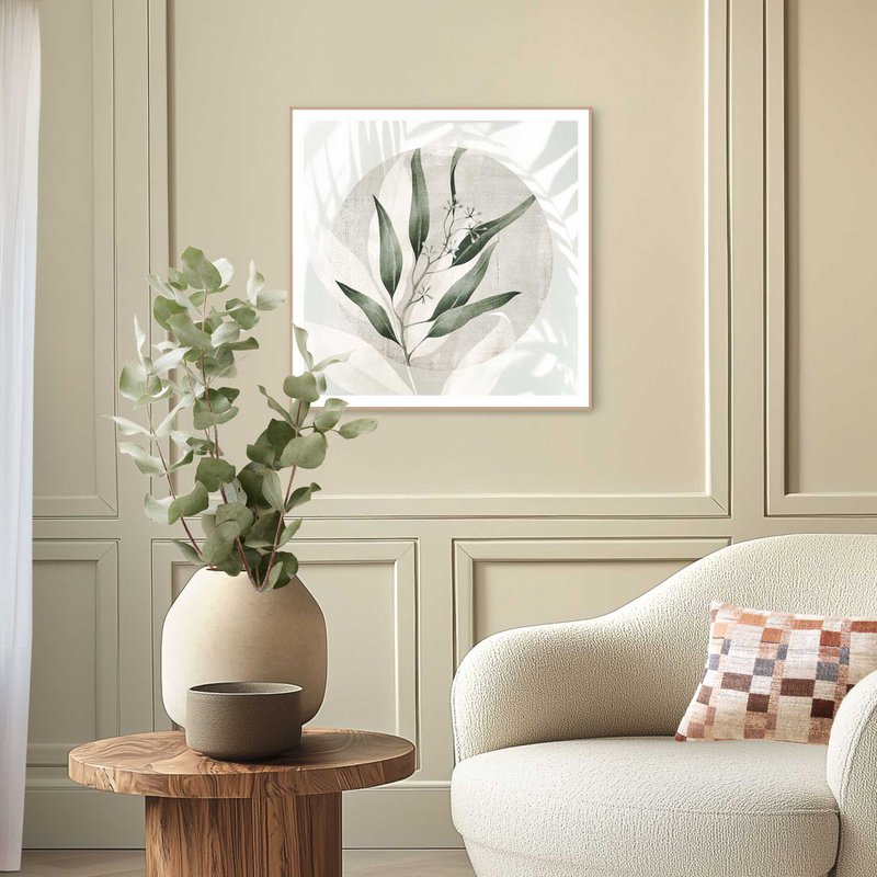 Tableau Slim Cadre Feuilles 50x50