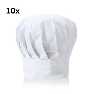 10 x Witte keukenkap in zacht en comfortabel TC -materiaal - Cotton en polyester gecombineerd - met verstelbaar lint.